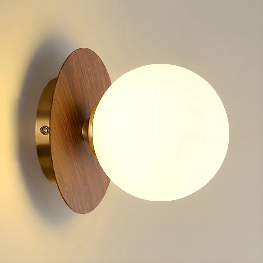 Natural Wood 1-Light Glass Globe view 1