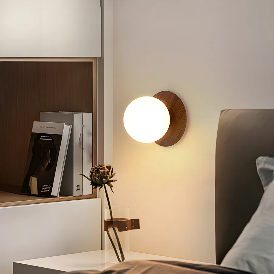 Natural Wood 1-Light Glass Globe view 2