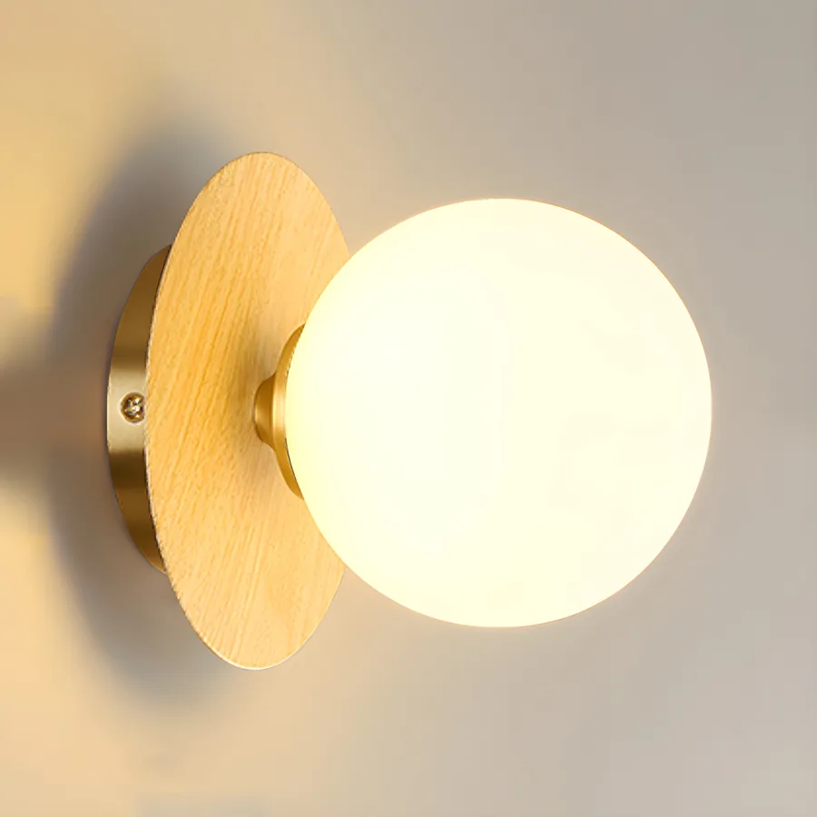Natural Wood 1-Light Glass Globe view 3