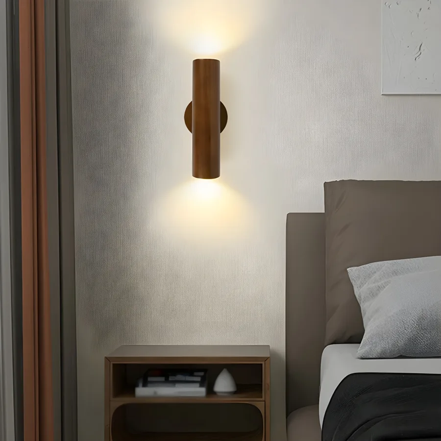 Natural Wood 2-Light Solid Wood Cylinder view 1