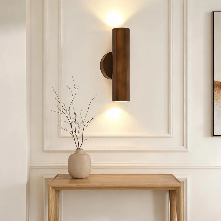 Natural Wood 2-Light Solid Wood Cylinder view 2