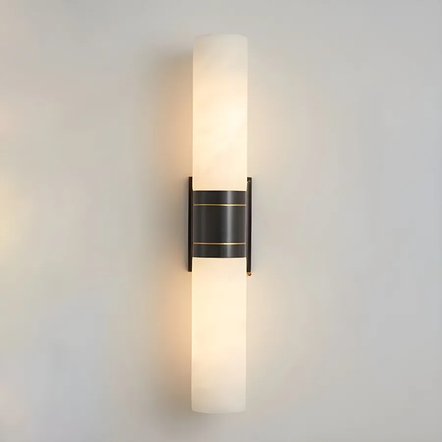 Black 2-Light Stone Cylinder view 1