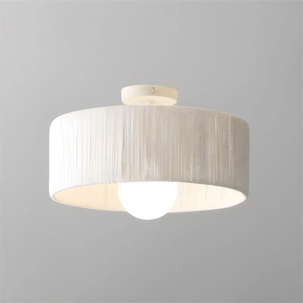 White 1-Light Cotton Close to Ceiling