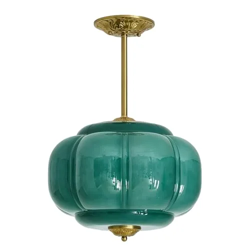 Milk Glass Ceiling Light, 15 Inch Metal Glass Semi