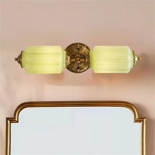Milk Glass Wall Sconce, 2-Light Vintage Metal Glass Wall
