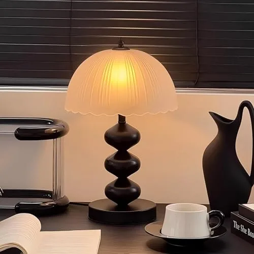 Vintage Table Lamp, Decorative Table Light with Glass Dome
