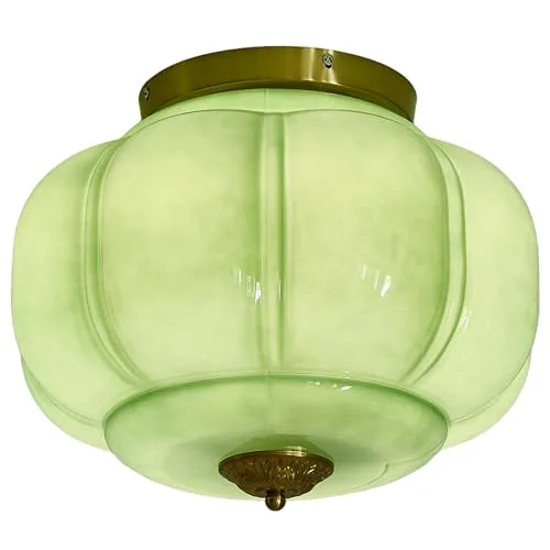Milk Glass Ceiling Light, 15 Inch 3-Light Metal Glass
