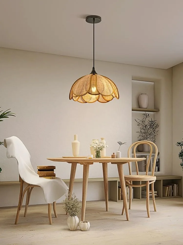 Log Color 1-Light Rattan Chandelier