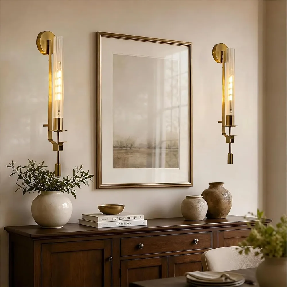 Gold 2-Light Glass Sconce
