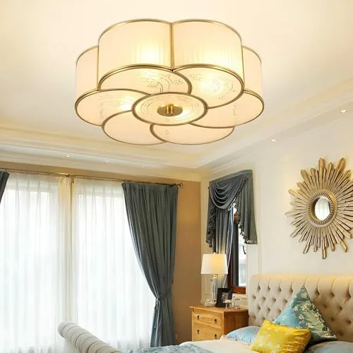 13.8 Inch Flush Mount Ceiling Light, 3 Lights Brass