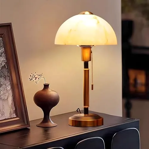 Vintage Table Lamp, Decorative Table Light with Glass Shade