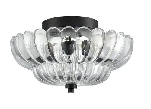 Black Base & Clear Lampshade Close to Ceiling