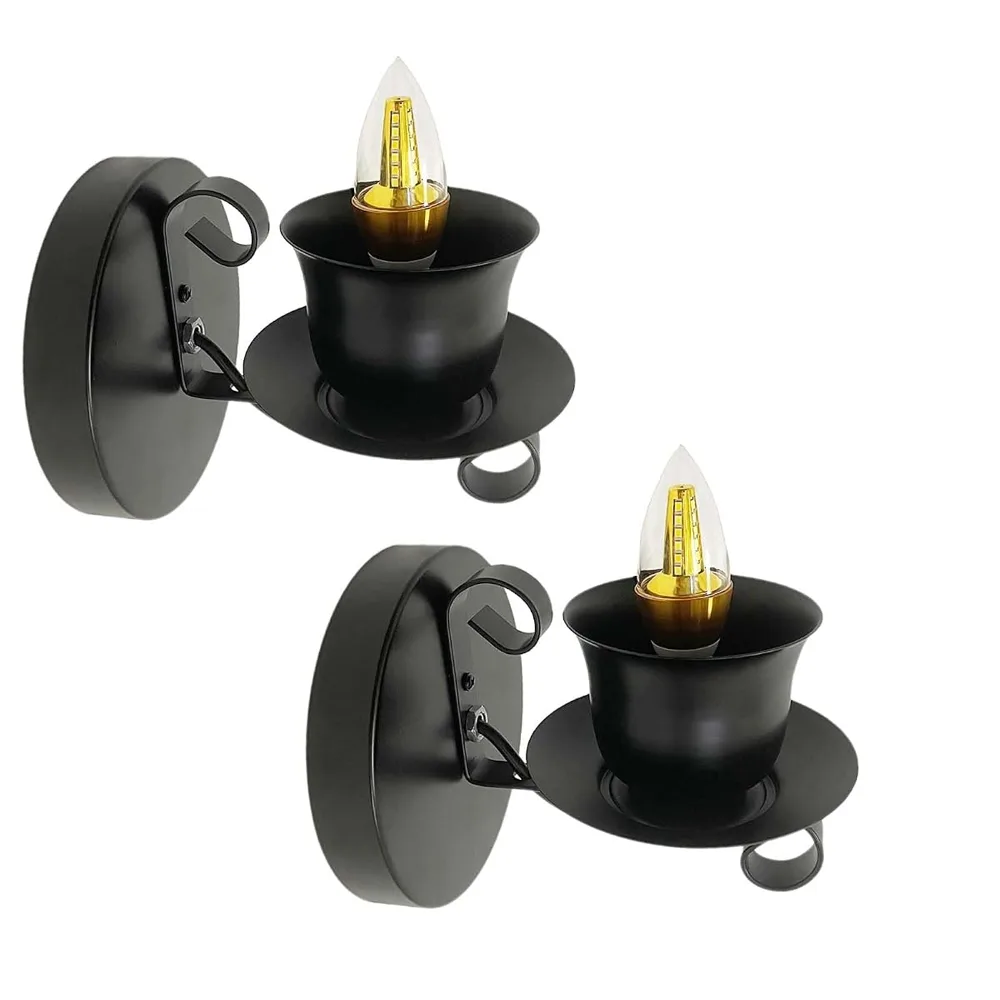 Black 1-Light Iron Wall