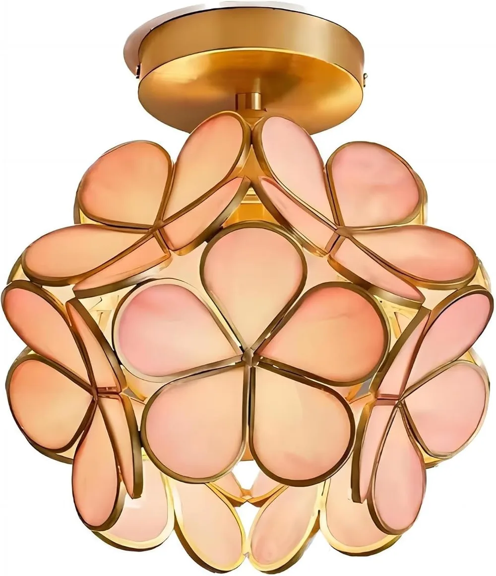 Pink 1-Light Glass Ceiling