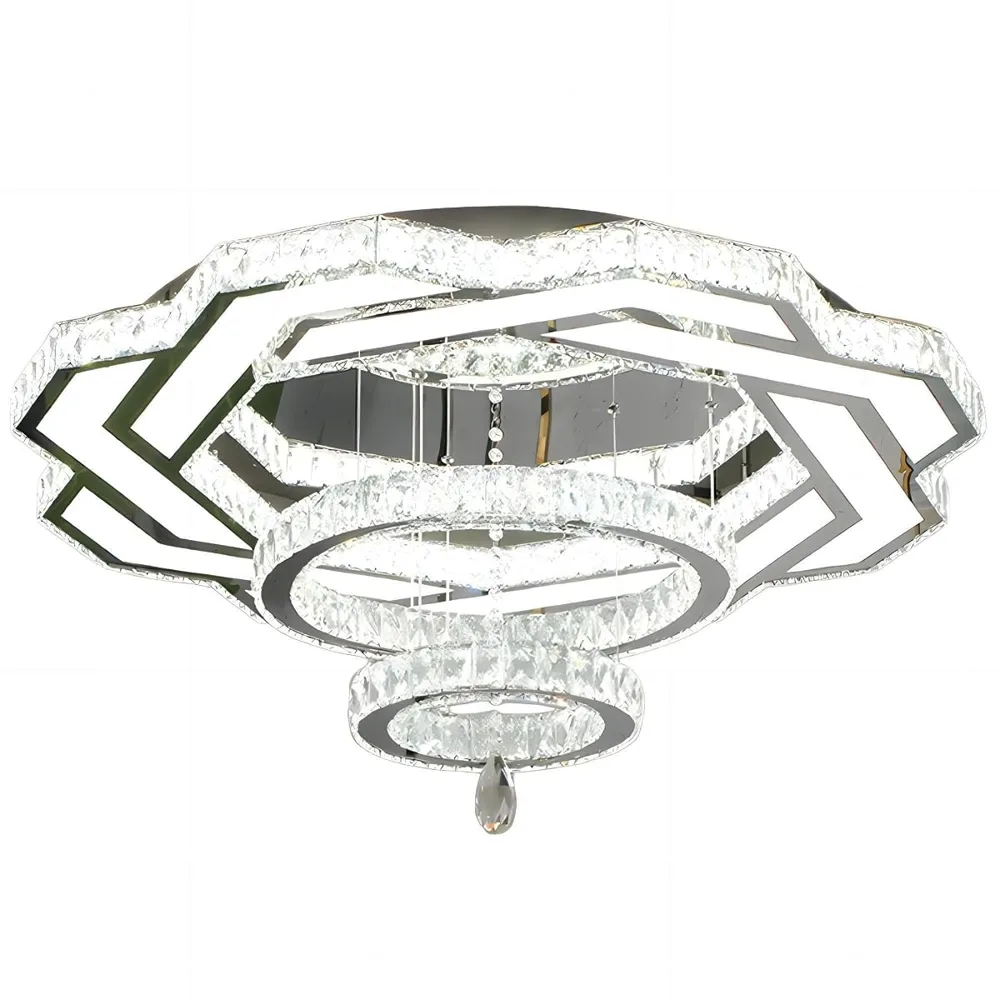 Chrome Silver 1-Light Crystal Chandelier