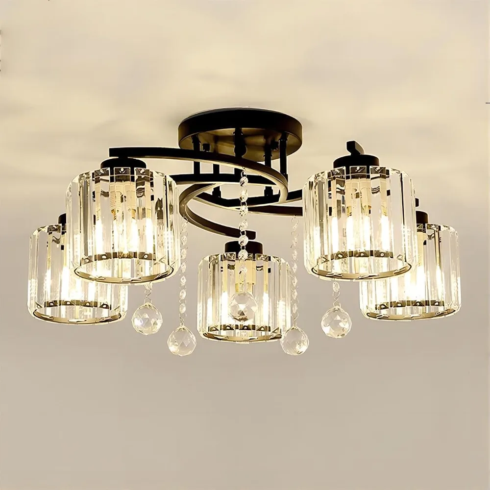 Black 5-Light Crystal Chandelier