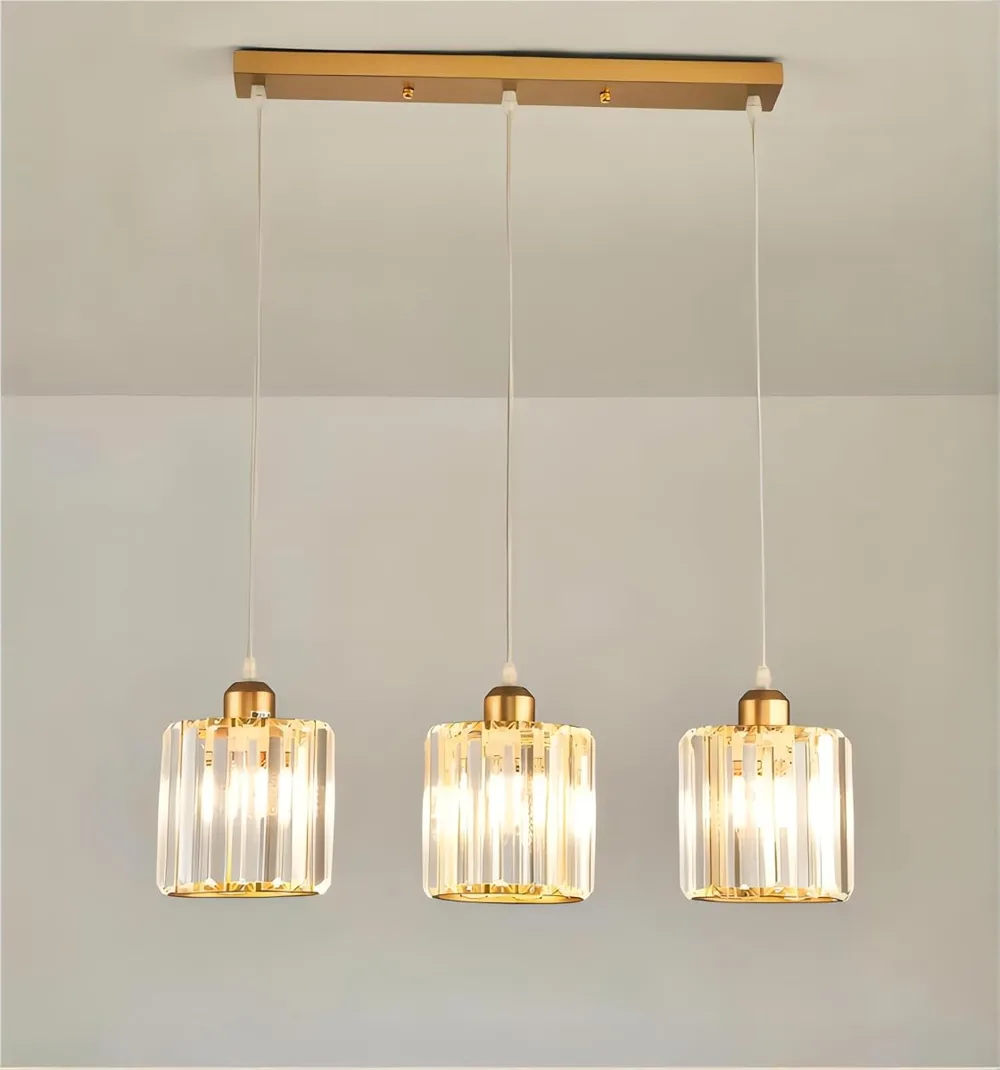 Long 3-Light Crystal Pendant