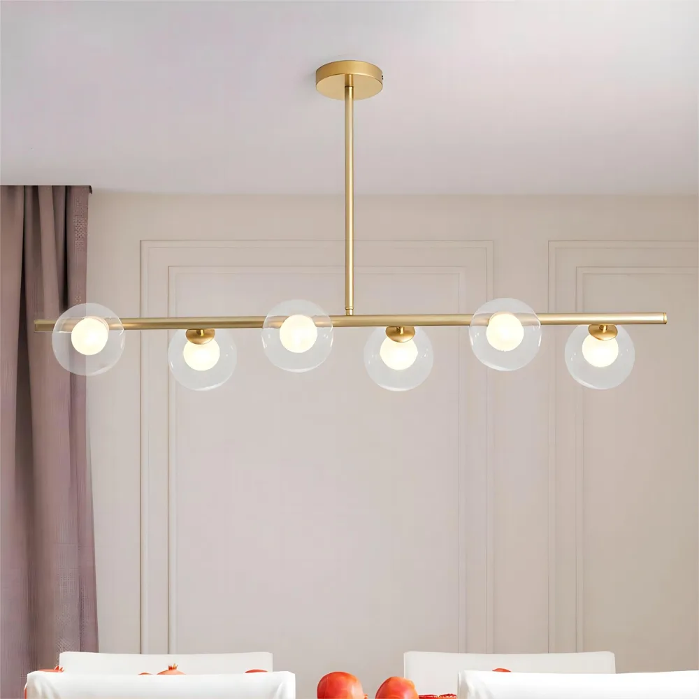 Gold 6-Light Glass Chandelier