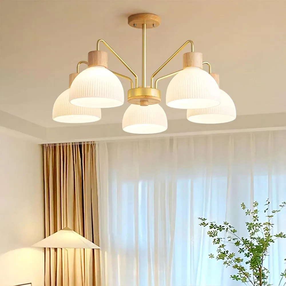 5-Light Glass Close to Ceiling