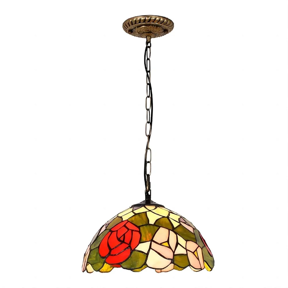 Red Rose 1-Light Glass Pendant
