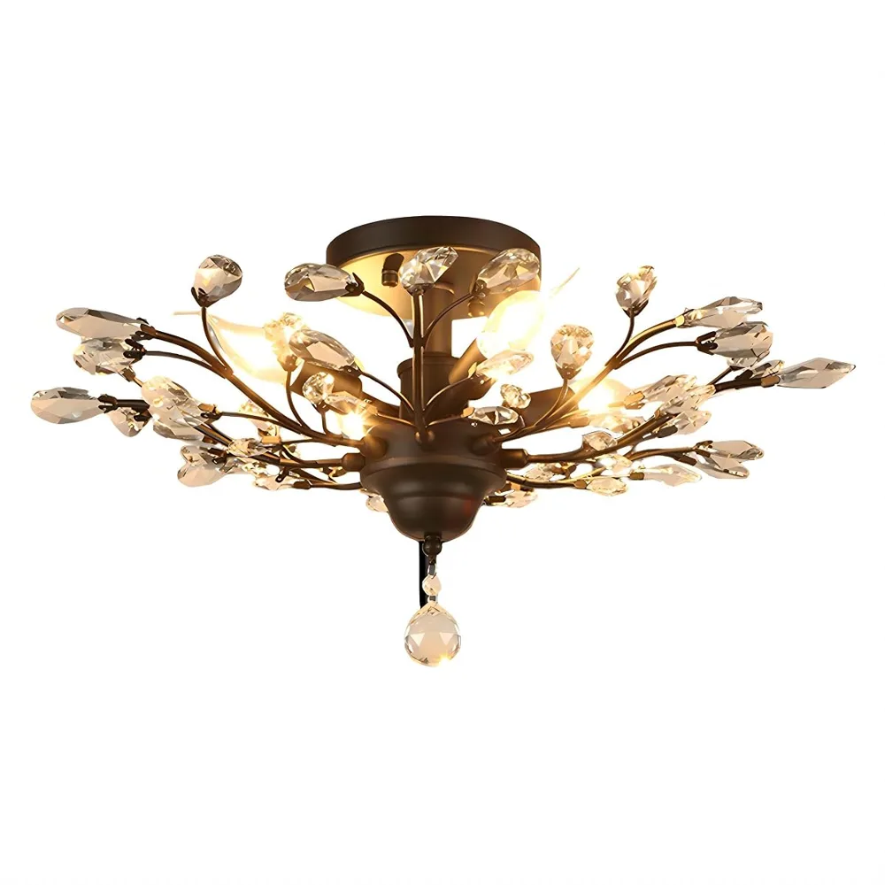 Black 4-Light Crystal Close to Ceiling