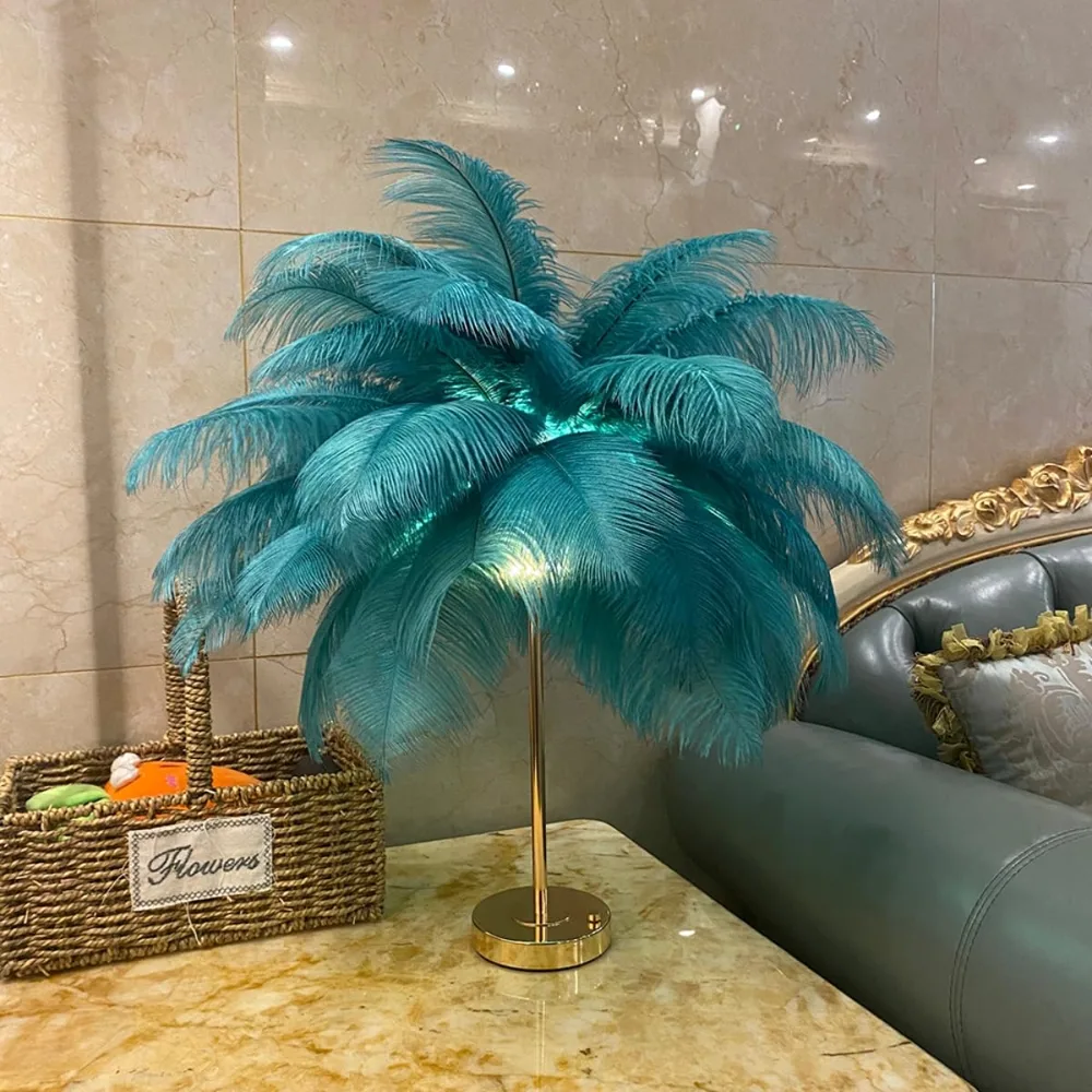 Green 1-Light Feather Desk Lamp