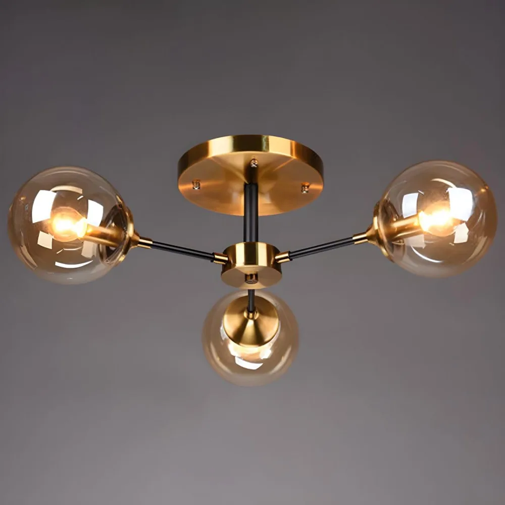 Amber 3-Light Glass Close to Ceiling