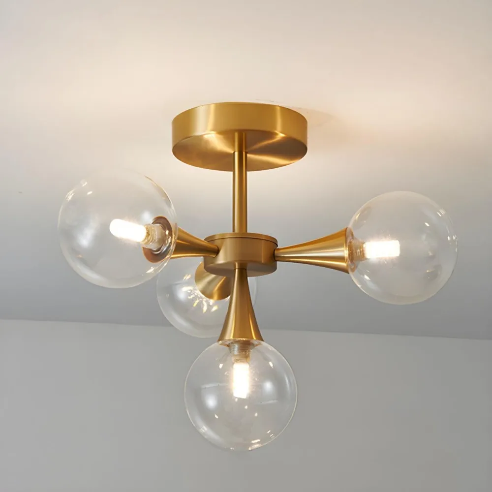 Simple Living Room Modern Gold Ball Chandelier with Glass