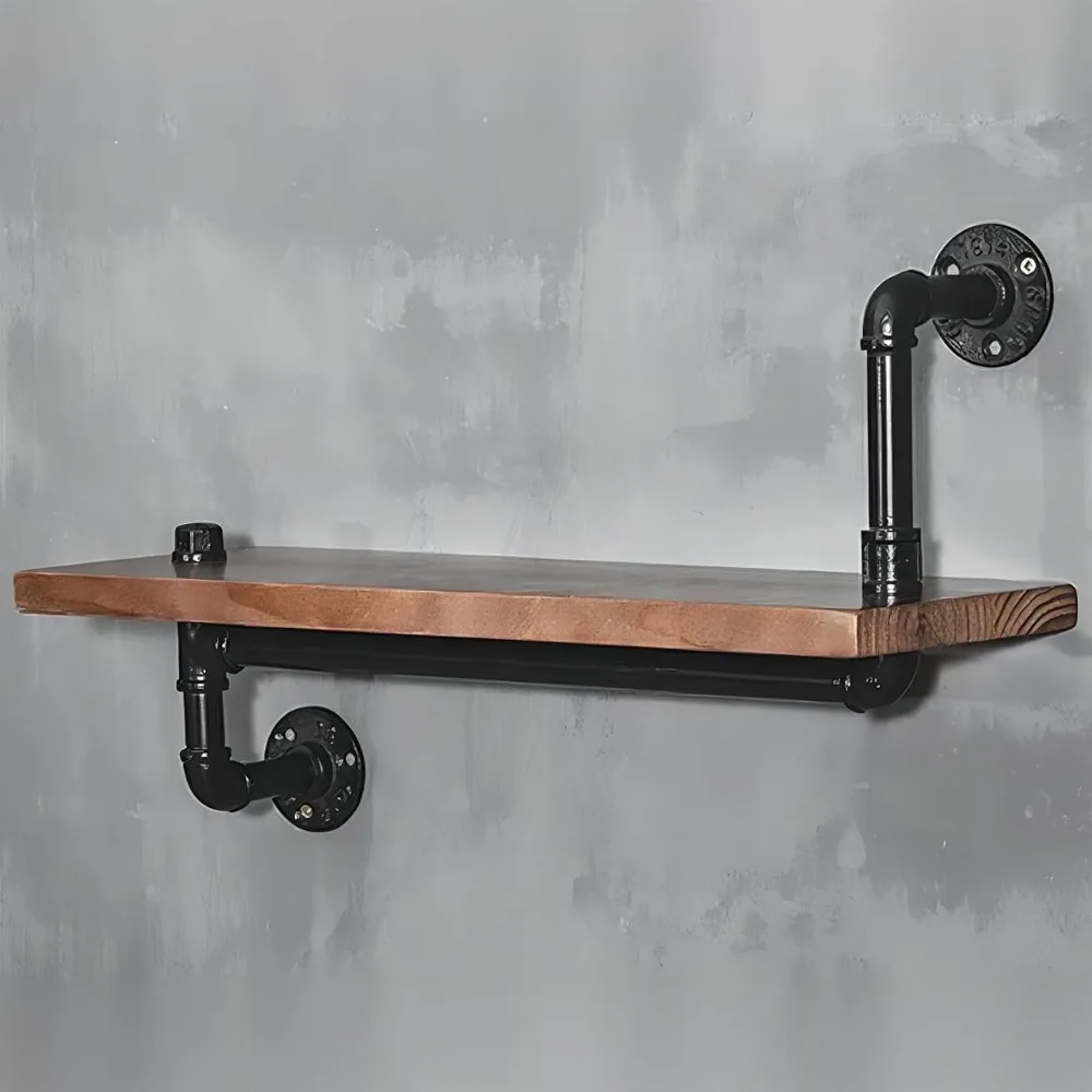 Industrial Pipe Shelving Wall Mounted, Iron Pipe Shelf with