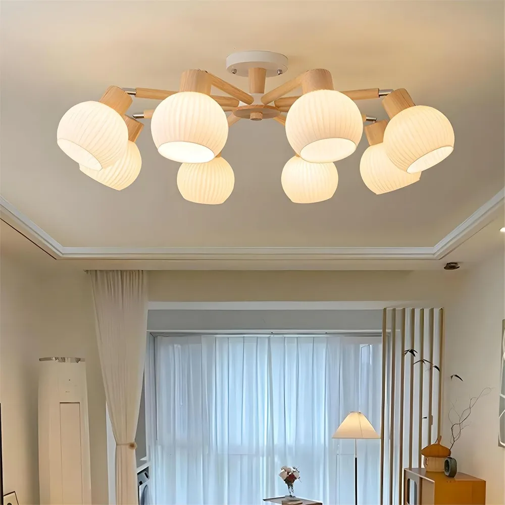 Log Color 8-Light Glass Ceiling