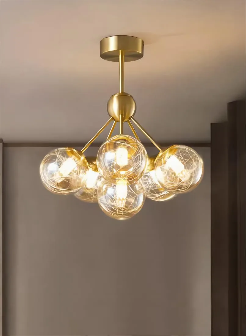 Gold 6-Light Glass Chandelier