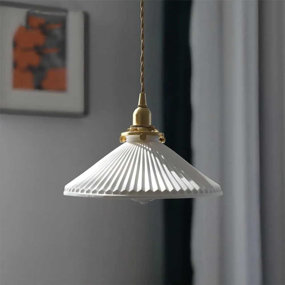White 1-Light Glass Chandelier