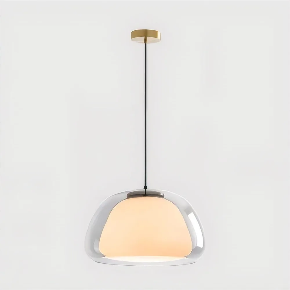 White 1-Light Glass Chandelier