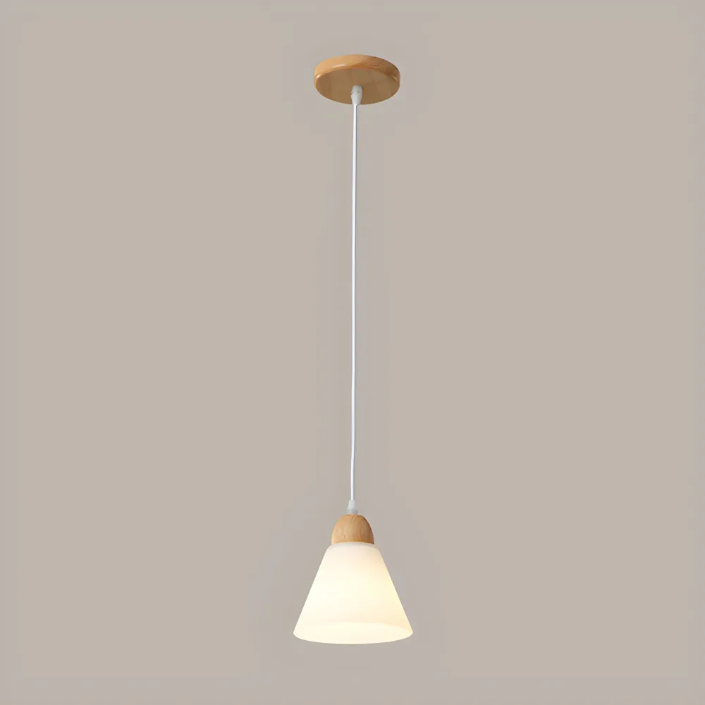 Natural Wood 1-Light Glass Geometric