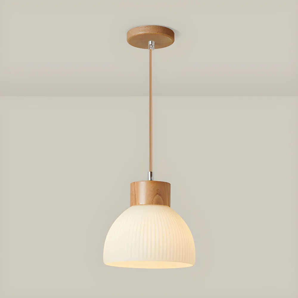 Natural Wood 1-Light Glass Dome