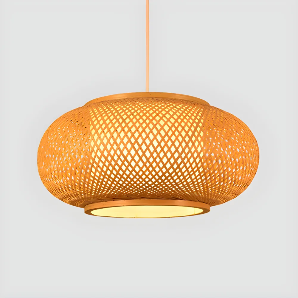 Natural Wood 1-Light Bamboo & Rattan Cylinder