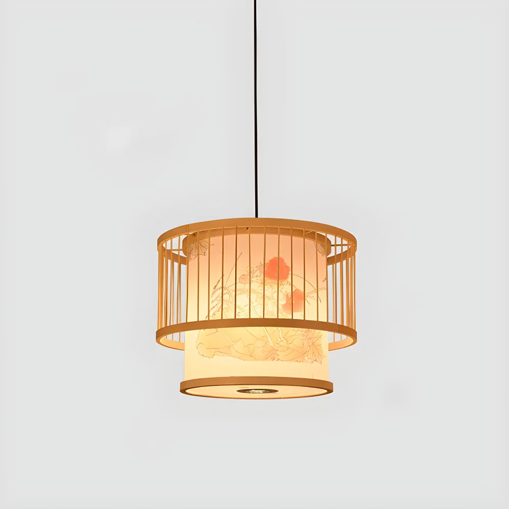 Natural Wood 2-Light Bamboo Geometric