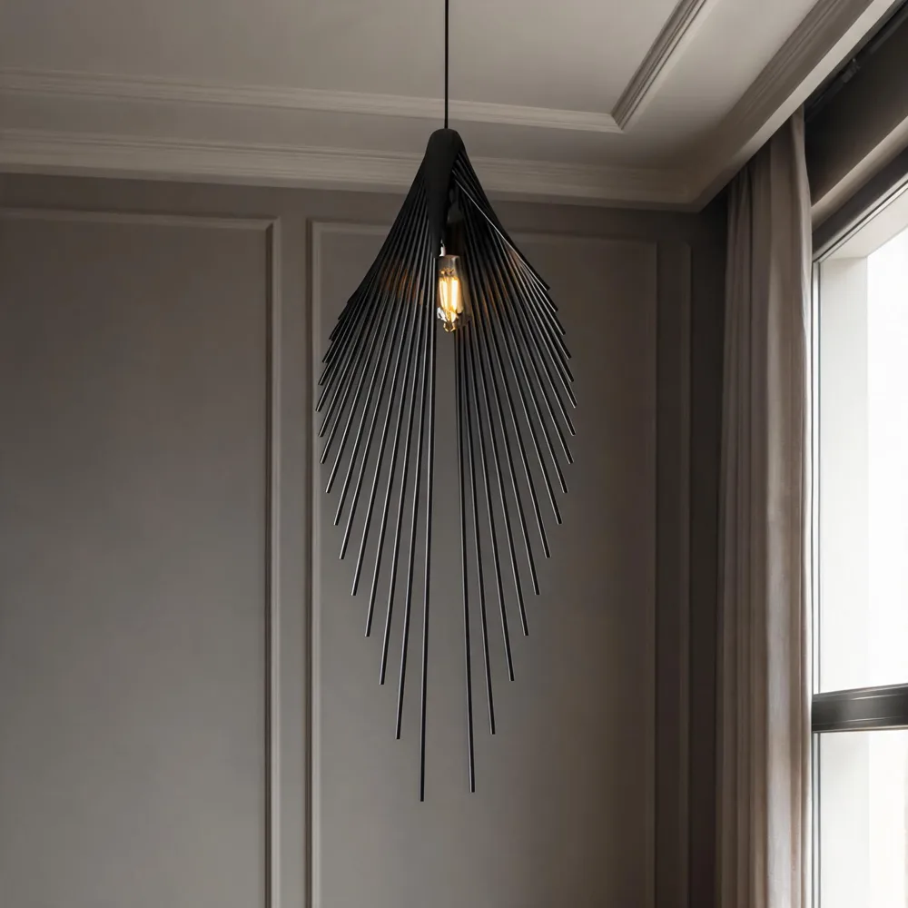 Black 1-Light Iron Geometric