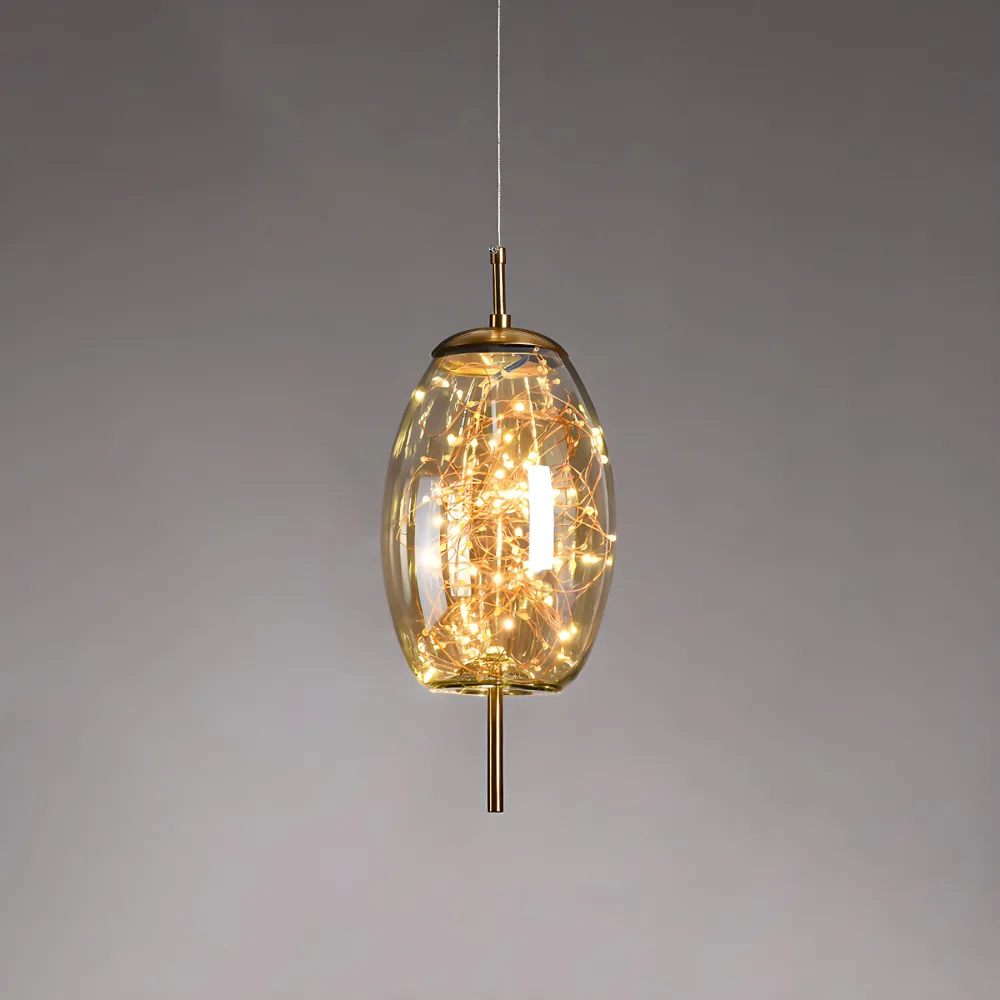 Gold 1-Light Glass Geometric