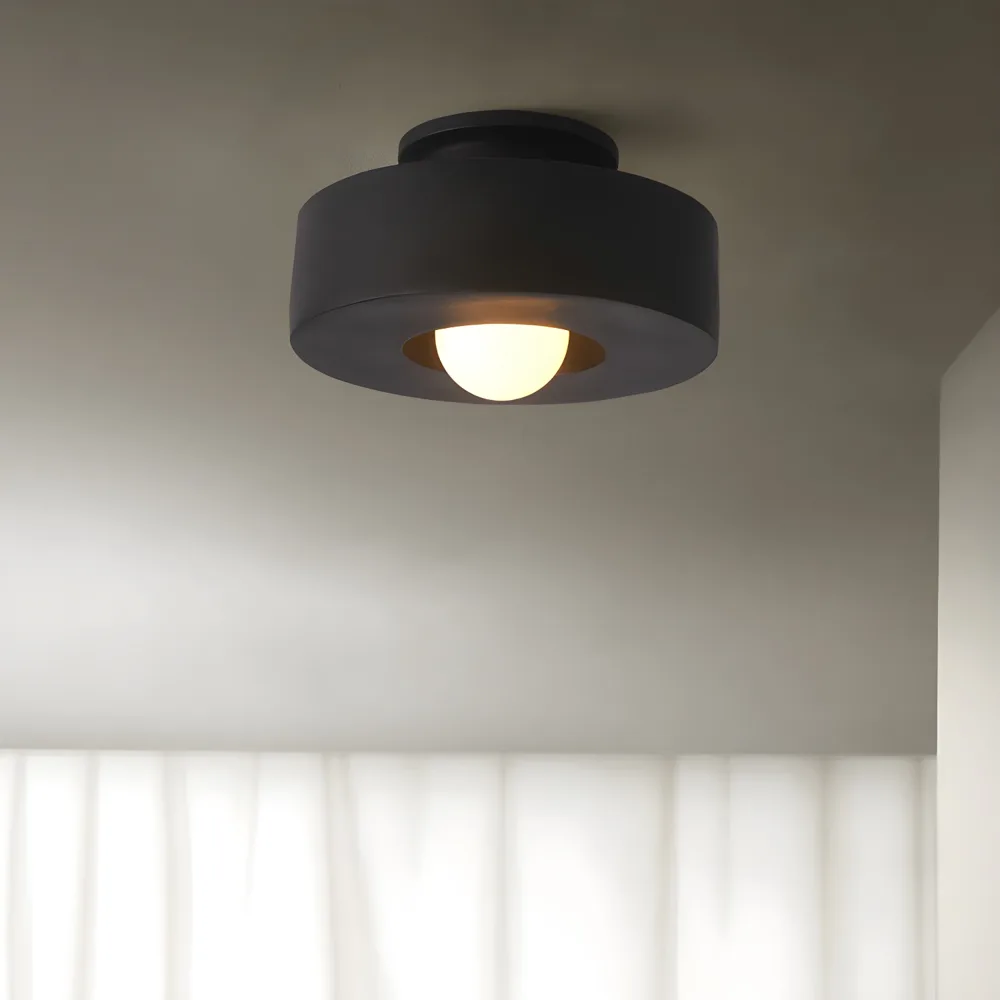 Green 1-Light Plastic Semi-Flush Mount
