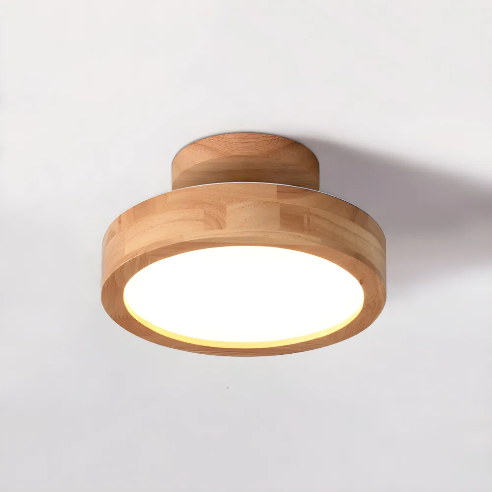 Natural Wood 1-Light Acrylic Flush Mount