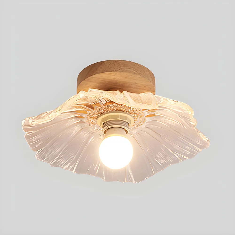 Cream 1-Light Glass Semi-Flush Mount