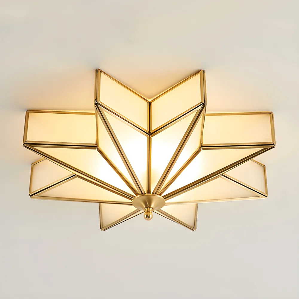 Gold 4-Light Glass Flush Mount