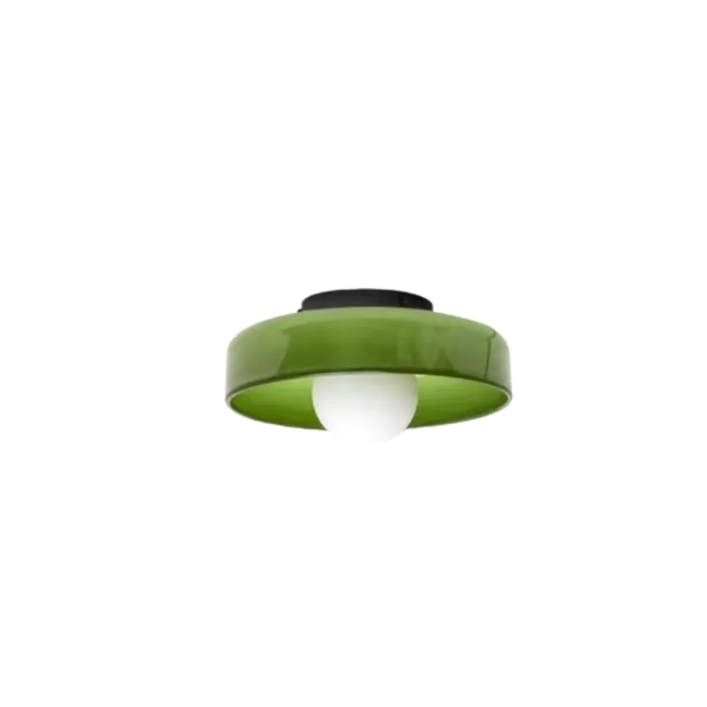 White 1-Light Glass Semi-Flush Mount