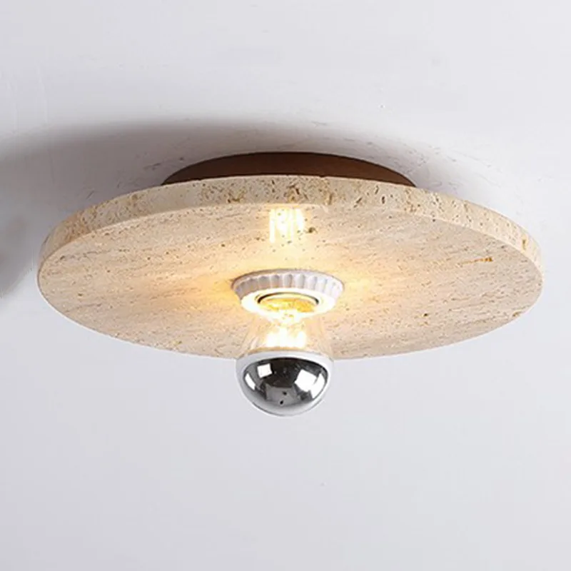 Cream 1-Light Stone Flush Mount