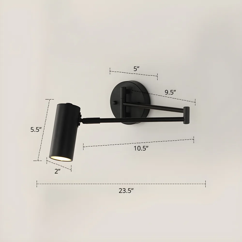 Black 1-Light Acrylic Standard Wall Light