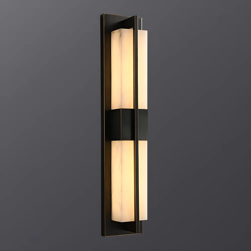 Black 1-Light Stone Fixed Wall Light