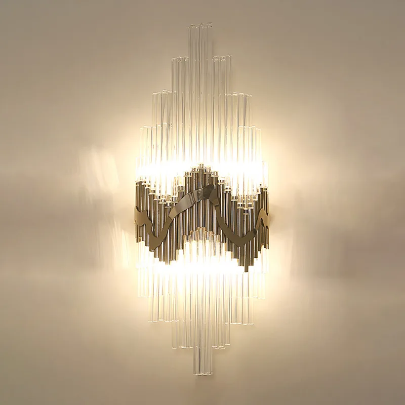 Gold 2-Light Crystal Cylinder
