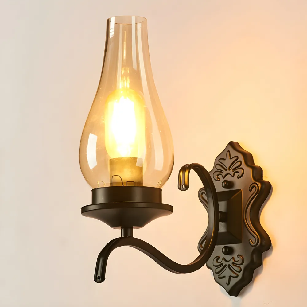 Black 1-Light Glass Wall Lights