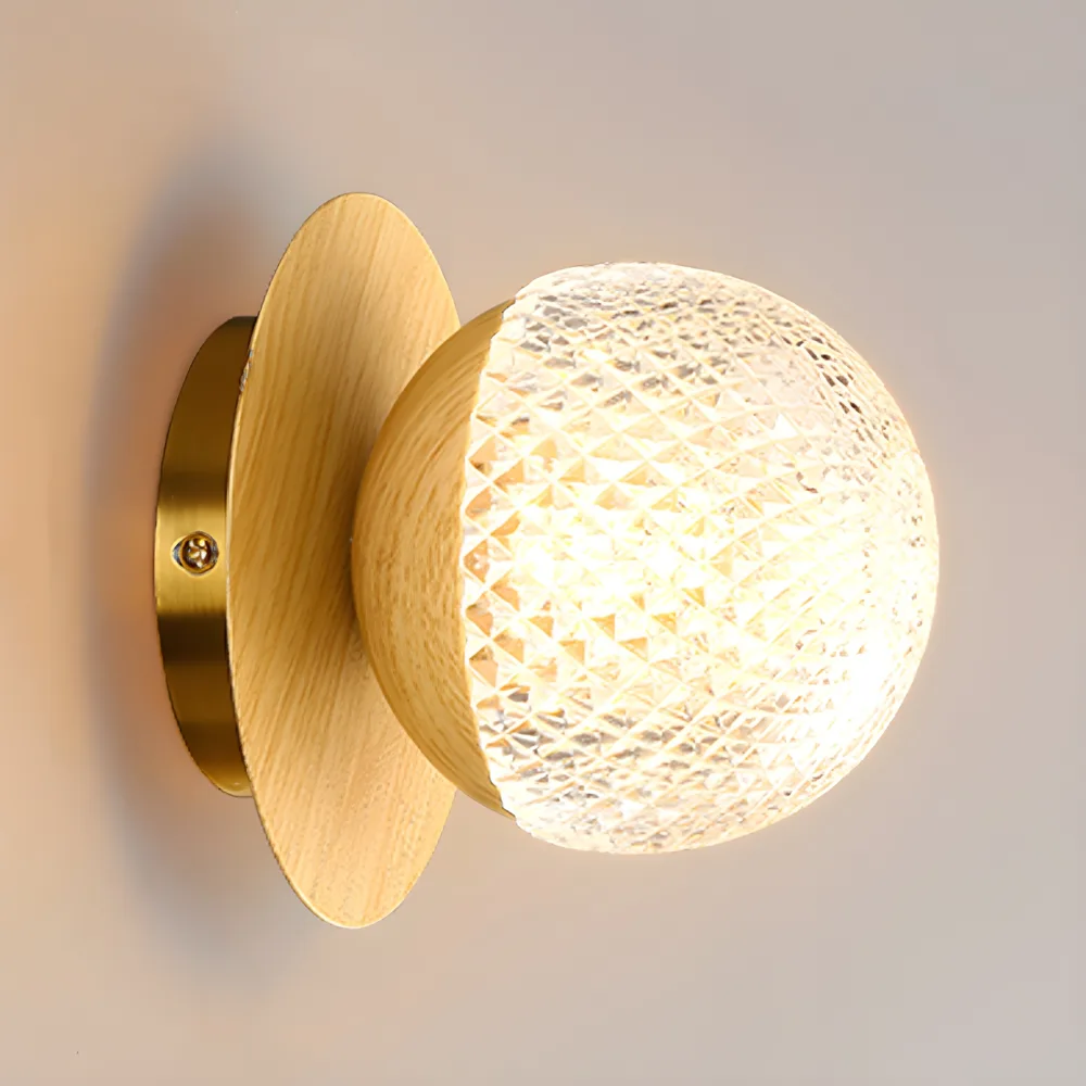 Natural Wood 1-Light Glass Globe